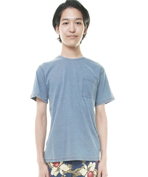 おしゃれスタ(オシャレスタ)の「インディゴ半袖Tシャツ(IR)(Tシャツ/カットソー・メンズ・ブルー系その他2/ブルー系その他/ブルー/ネイビー・XL/L/M)」の2枚目の写真