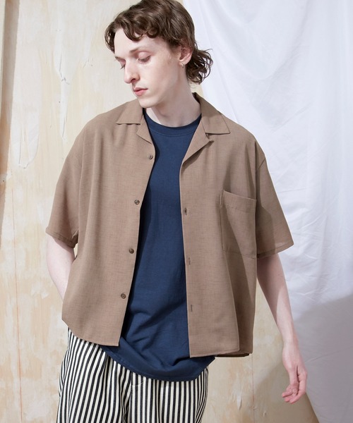 ブライト ポプリン リラックス ドレープ オープンカラー1/2 Sleeve