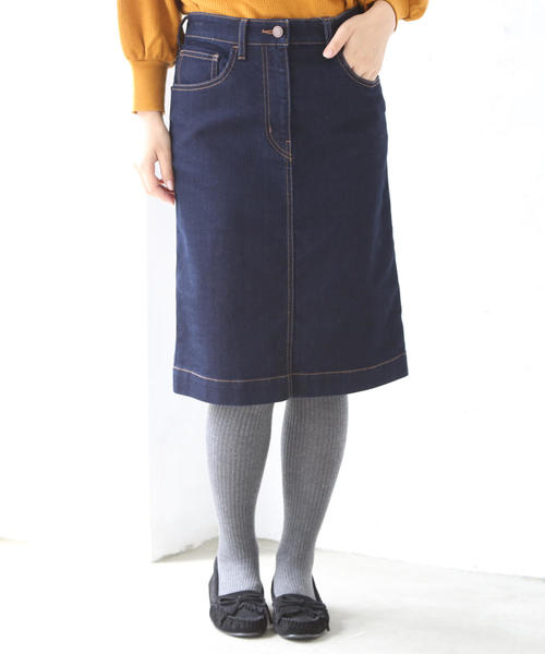 coen（コーエン）の「ストレッチデニムタイトミニスカート（デニムスカート・レディース・ネイビー/ブルー・SMALL/LARGE/MEDIUM）」の2枚目の写真