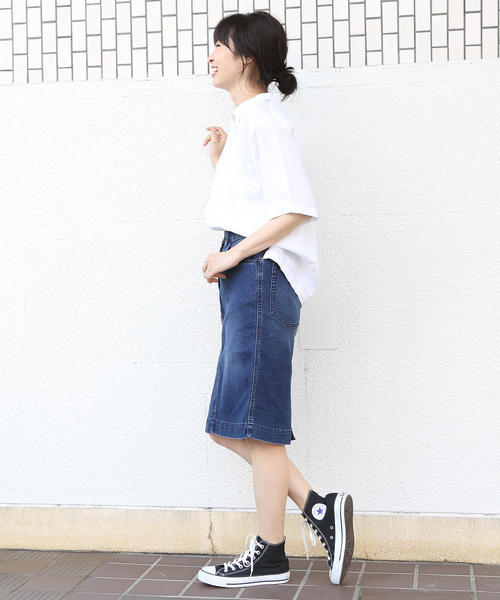 coen（コーエン）の「ストレッチデニムタイトミニスカート（デニムスカート・レディース・ネイビー/ブルー・SMALL/LARGE/MEDIUM）」の3枚目の写真