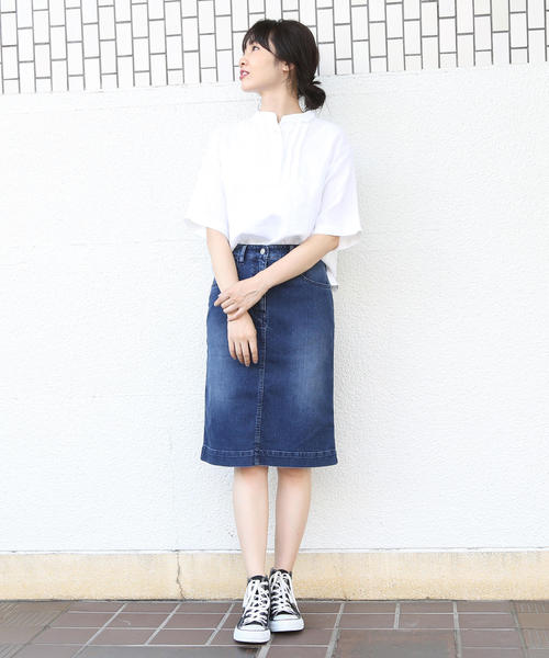 coen（コーエン）の「ストレッチデニムタイトミニスカート（デニムスカート・レディース・ネイビー/ブルー・SMALL/LARGE/MEDIUM）」の14枚目の写真