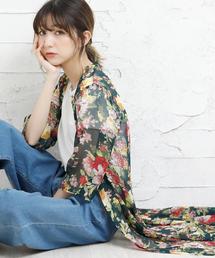 選べる着丈花柄UVケア マキシガウン シフォン