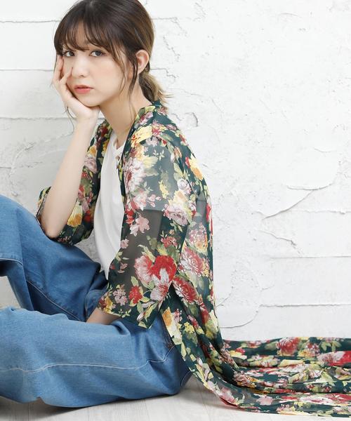 Girly Doll(ガーリードール)の「選べる着丈花柄UVケア マキシガウン シフォン(カーディガン/ボレロ・レディース・レッド系その他/ブラック系その他/グリーン系その他/ブルー系その他/イエロー系その他/ブラック系その他2/ブラック系その他3/ブルー系その他2/ホワイト系その他/ホワイト系その他4/ホワイト系その他6/ホワイト系その他3/ホワイト系その他5/ブラック系その他4/ブラック系その他5/ホワイト系その他2/グリーン/レオパード/ブルー系その他3/ベージュ系その他/ドット・M/L)」の14枚目の写真