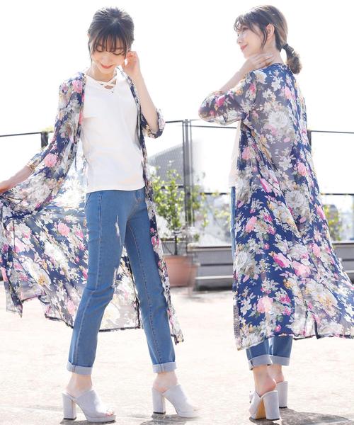 Girly Doll(ガーリードール)の「選べる着丈花柄UVケア マキシガウン シフォン(カーディガン/ボレロ・レディース・レッド系その他/ブラック系その他/グリーン系その他/ブルー系その他/イエロー系その他/ブラック系その他2/ブラック系その他3/ブルー系その他2/ホワイト系その他/ホワイト系その他4/ホワイト系その他6/ホワイト系その他3/ホワイト系その他5/ブラック系その他4/ブラック系その他5/ホワイト系その他2/グリーン/レオパード/ブルー系その他3/ベージュ系その他/ドット・M/L)」の15枚目の写真