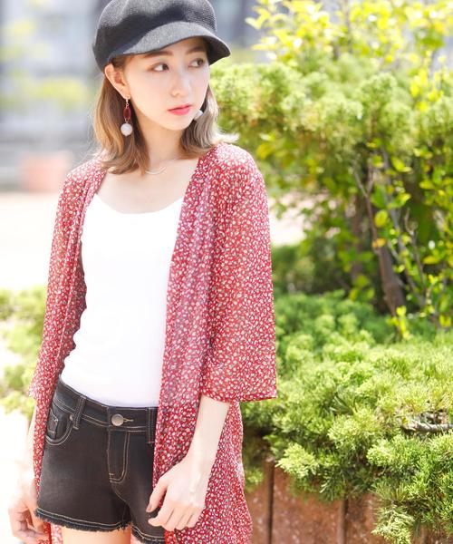 Girly Doll(ガーリードール)の「選べる着丈花柄UVケア マキシガウン シフォン(カーディガン/ボレロ・レディース・レッド系その他/ブラック系その他/グリーン系その他/ブルー系その他/イエロー系その他/ブラック系その他2/ブラック系その他3/ブルー系その他2/ホワイト系その他/ホワイト系その他4/ホワイト系その他6/ホワイト系その他3/ホワイト系その他5/ブラック系その他4/ブラック系その他5/ホワイト系その他2/グリーン/レオパード/ブルー系その他3/ベージュ系その他/ドット・M/L)」の19枚目の写真