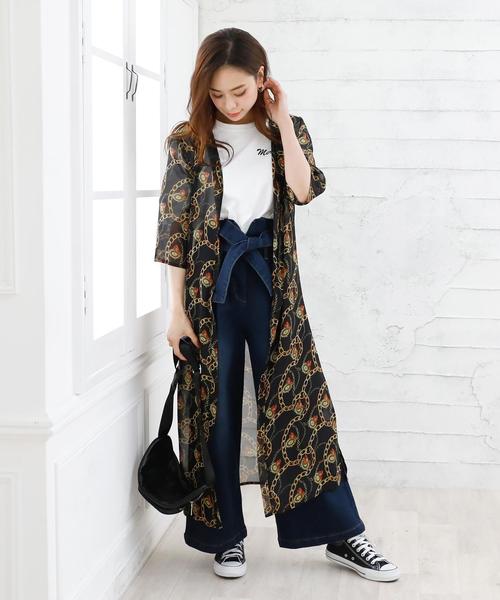 Girly Doll(ガーリードール)の「選べる着丈花柄UVケア マキシガウン シフォン(カーディガン/ボレロ・レディース・レッド系その他/ブラック系その他/グリーン系その他/ブルー系その他/イエロー系その他/ブラック系その他2/ブラック系その他3/ブルー系その他2/ホワイト系その他/ホワイト系その他4/ホワイト系その他6/ホワイト系その他3/ホワイト系その他5/ブラック系その他4/ブラック系その他5/ホワイト系その他2/グリーン/レオパード/ブルー系その他3/ベージュ系その他/ドット・M/L)」の11枚目の写真