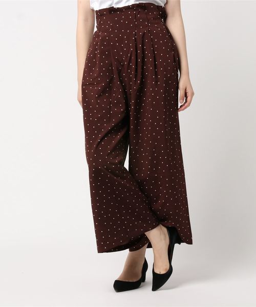 STYLEBLOCK（スタイルブロック）の「ポプリンドットプリントタックワイドパンツ（その他パンツ・レディース・ボルドー/ブラウン/グリーン/ブラック・M）」の3枚目の写真