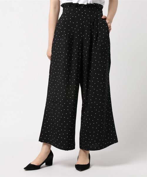 STYLEBLOCK（スタイルブロック）の「ポプリンドットプリントタックワイドパンツ（その他パンツ・レディース・ボルドー/ブラウン/グリーン/ブラック・M）」の2枚目の写真