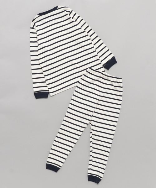 パジャマ マリニエール長袖パジャマ メンズ Moredde 肌側の微起毛が心地いい コットン１００％の前あきメンズパジャマ  〈アッシュブルー〉｜フェリシモMama[フェリシモママ]｜フェリシモ【公式通販】 [プチバトー] マリニエール 長袖 パジャマ メンズ A01FF01