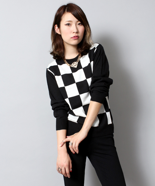 WEGO(ウィゴー)の「WEGO/モノトーンジャガードニット(ニット/セーター・レディース・その他1/その他2/その他3/その他4・FREE)」の2枚目の写真