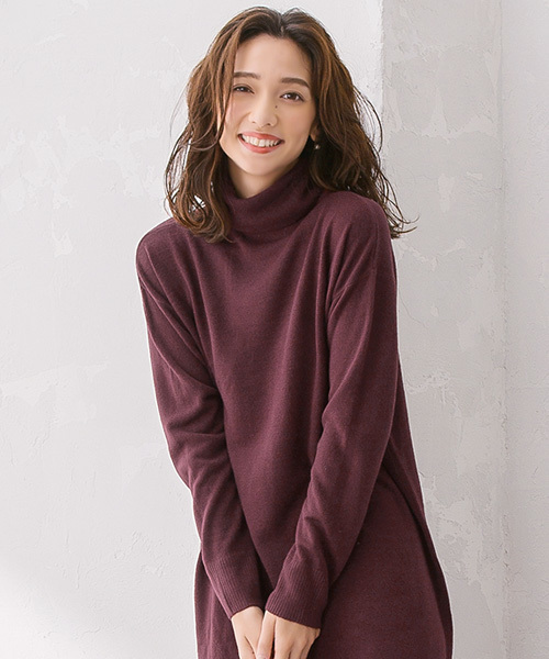 Pierrot(ピエロ)の「リッチカシミアタッチタートルネックニットワンピース(ワンピース・レディース・チャコールグレー/ブラック/ネイビー/オフホワイト/ボルドー/杢グレー/ブラウン系その他/グリーン系その他・M/L)」の10枚目の写真