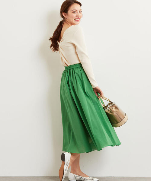 グリーンレーベルリラクシング　エアリーギャザー スカート　フラワー green label relaxing（グリーンレーベルリラクシング） スカート