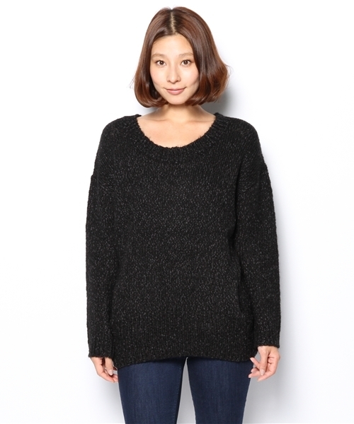 NANO universe（ナノユニバース）の「モヘア混ニットプルオーバー　L/S（ニット/セーター・レディース・ライトベージュ/オレンジ/ブラック・FREE）」の4枚目の写真