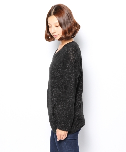 NANO universe（ナノユニバース）の「モヘア混ニットプルオーバー　L/S（ニット/セーター・レディース・ライトベージュ/オレンジ/ブラック・FREE）」の5枚目の写真