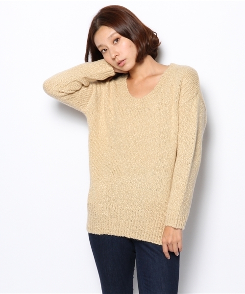 NANO universe（ナノユニバース）の「モヘア混ニットプルオーバー　L/S（ニット/セーター・レディース・ライトベージュ/オレンジ/ブラック・FREE）」の11枚目の写真