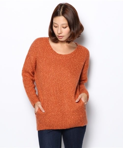 NANO universe（ナノユニバース）の「モヘア混ニットプルオーバー　L/S（ニット/セーター・レディース・ライトベージュ/オレンジ/ブラック・FREE）」の13枚目の写真
