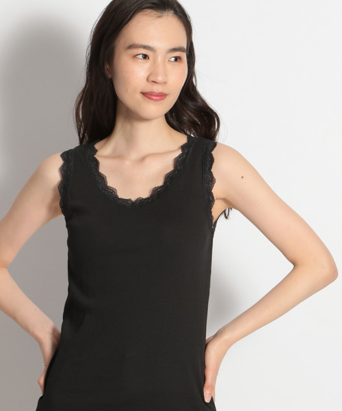 niko and...（ニコアンド）の「テレコバックレースVネックタンクトップ（タンクトップ・レディース・ブラック/ホワイト・MEDIUM/LARGE）」の8枚目の写真