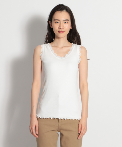 niko and...（ニコアンド）の「テレコバックレースVネックタンクトップ（タンクトップ・レディース・ブラック/ホワイト・MEDIUM/LARGE）」の11枚目の写真