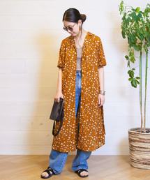 BID / Flower Print Shirts Long Onepiece