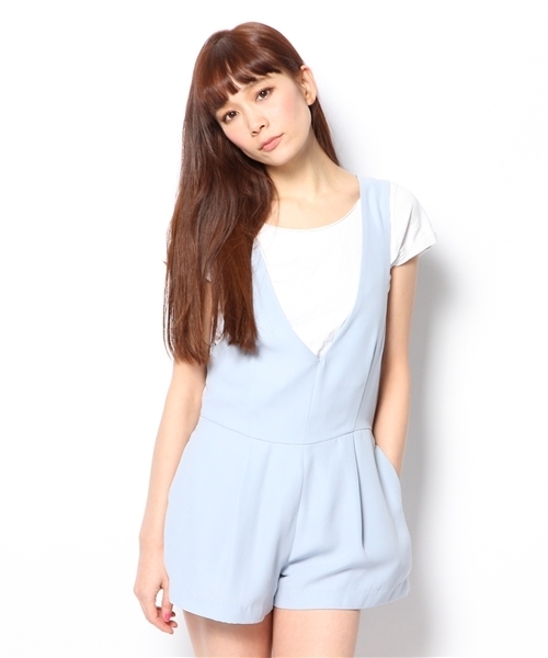 B:MING by BEAMS（ビーミングバイビームス）の「○ビーミング by ビームス / サロペットキュロット（サロペット/オーバーオール・レディース・ブラック/サックスブルー・SMALL/MEDIUM）」の2枚目の写真