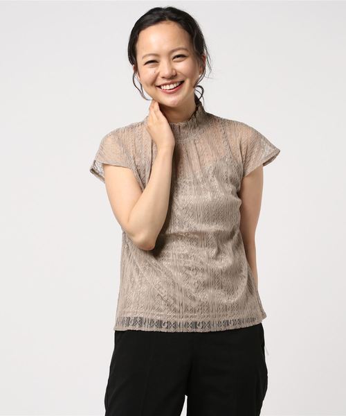 ASTORIA ODIER(アストリアオディール)の「インナー付 シャーリングネック レースブラウス(シャツ/ブラウス・レディース・ホワイト/ブラック/ベージュ/オレンジ・MEDIUM)」の13枚目の写真
