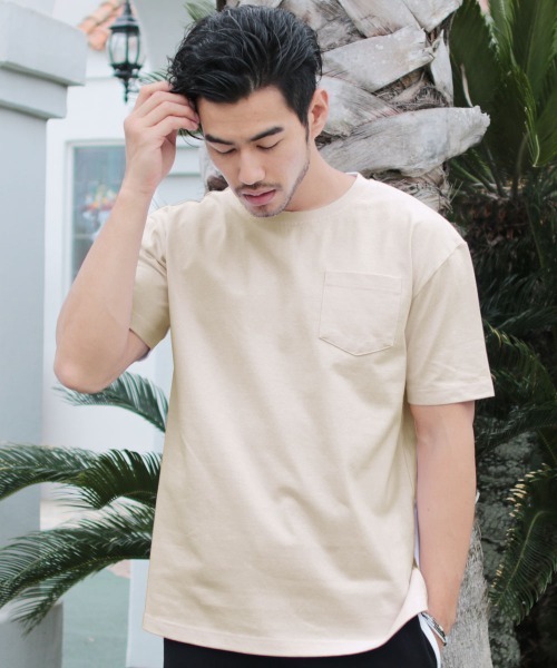 LIL VENDARS(リルヴェンダース)の「USAコットン ビッグシルエット Tシャツ 半袖 カットソー ポケットT(Tシャツ/カットソー・メンズ・ホワイト/ブラック/ネイビー/グレー/オリーブ/グリーン/ラベンダー/ベージュ系その他/ワイン/チャコール・M/L/XL)」の6枚目の写真