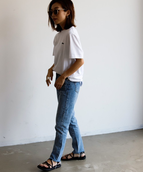 LACOSTE(ラコステ)の「【Holiday】LACOSTE コットンロゴTシャツ(Tシャツ/カットソー・レディース・ホワイト/ブラック・MEDIUM/LARGE/SMALL)」の5枚目の写真