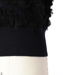 Drawer（ドゥロワー）の「Drawer ミンクパッチフリンジクルーニット