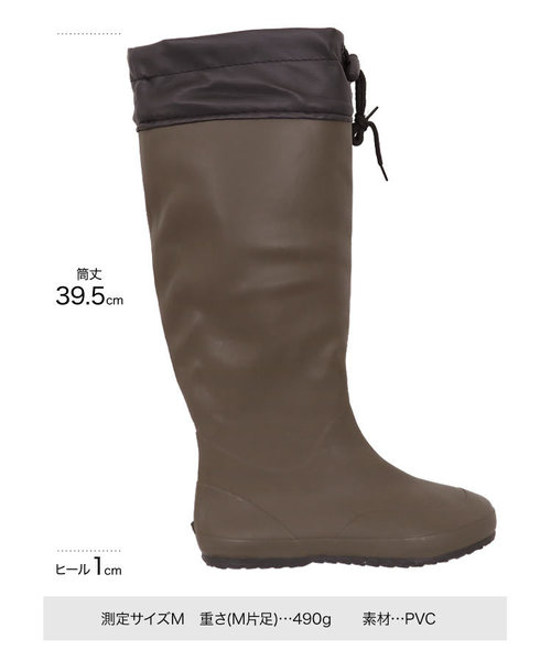 KOBE LETTUCE（コウベレタス）の「ポケッタブルロングレインブーツ（レインシューズ・レディース・ブラック/カーキ・LL/S/M/L）」の4枚目の写真