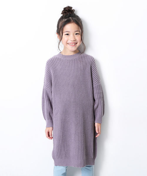 devirock(デビロック)の「畦編みニット長袖ワンピース(ワンピース・キッズ・アイボリー/スミクロ/ラベンダー/パープル系その他/ワイン/モカ/ベージュ/イエロー系その他・100cm/110cm/120cm/130cm/140cm/150cm/160cm)」の5枚目の写真