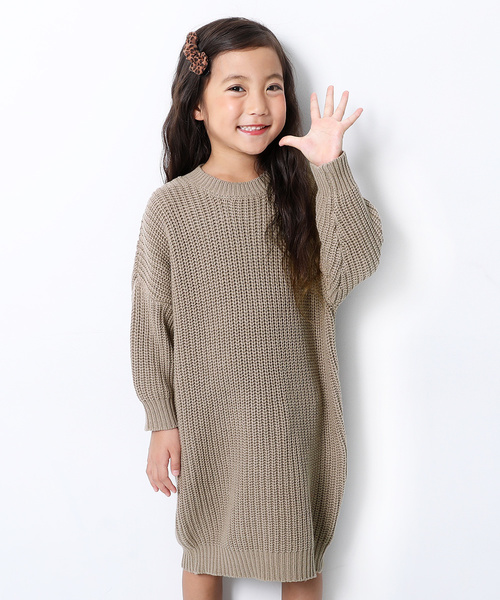 devirock(デビロック)の「畦編みニット長袖ワンピース(ワンピース・キッズ・アイボリー/スミクロ/ラベンダー/パープル系その他/ワイン/モカ/ベージュ/イエロー系その他・100cm/110cm/120cm/130cm/140cm/150cm/160cm)」の2枚目の写真