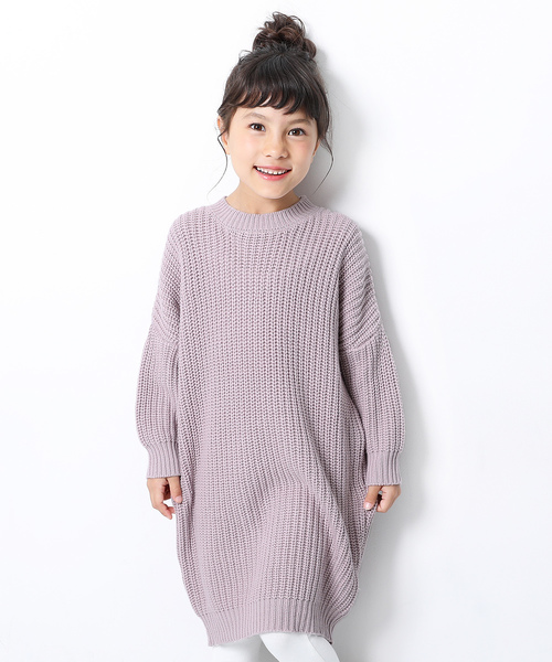 devirock(デビロック)の「畦編みニット長袖ワンピース(ワンピース・キッズ・アイボリー/スミクロ/ラベンダー/パープル系その他/ワイン/モカ/ベージュ/イエロー系その他・100cm/110cm/120cm/130cm/140cm/150cm/160cm)」の6枚目の写真