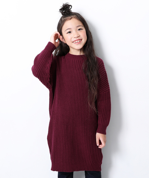 devirock(デビロック)の「畦編みニット長袖ワンピース(ワンピース・キッズ・アイボリー/スミクロ/ラベンダー/パープル系その他/ワイン/モカ/ベージュ/イエロー系その他・100cm/110cm/120cm/130cm/140cm/150cm/160cm)」の8枚目の写真