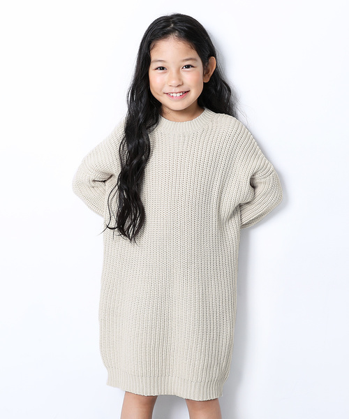 devirock(デビロック)の「畦編みニット長袖ワンピース(ワンピース・キッズ・アイボリー/スミクロ/ラベンダー/パープル系その他/ワイン/モカ/ベージュ/イエロー系その他・100cm/110cm/120cm/130cm/140cm/150cm/160cm)」の3枚目の写真