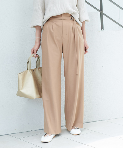 DouDou（ドゥドゥ）の「コスミカルウォームワイドパンツ（その他パンツ・レディース・ベージュ/キナリ/サックスブルー・36/38）」の2枚目の写真