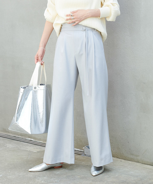 DouDou（ドゥドゥ）の「コスミカルウォームワイドパンツ（その他パンツ・レディース・ベージュ/キナリ/サックスブルー・36/38）」の3枚目の写真