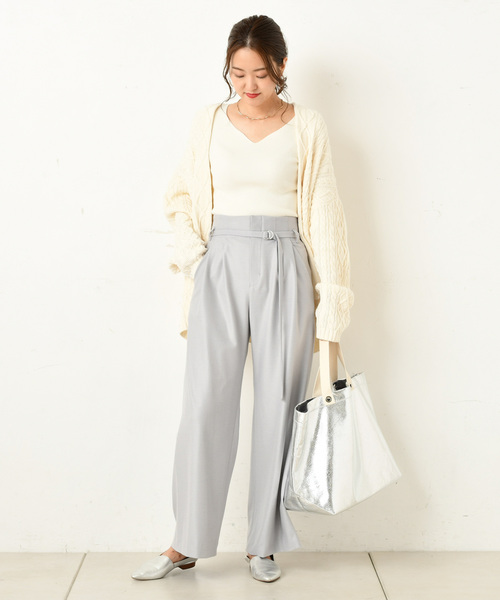 DouDou（ドゥドゥ）の「コスミカルウォームワイドパンツ（その他パンツ・レディース・ベージュ/キナリ/サックスブルー・36/38）」の18枚目の写真