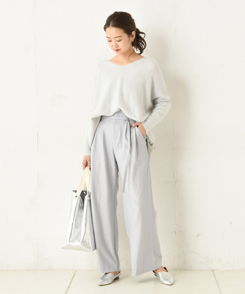 DouDou（ドゥドゥ）の「コスミカルウォームワイドパンツ（その他パンツ・レディース・ベージュ/キナリ/サックスブルー・36/38）」の10枚目の写真