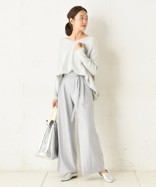 DouDou（ドゥドゥ）の「コスミカルウォームワイドパンツ（その他パンツ・レディース・ベージュ/キナリ/サックスブルー・36/38）」の19枚目の写真