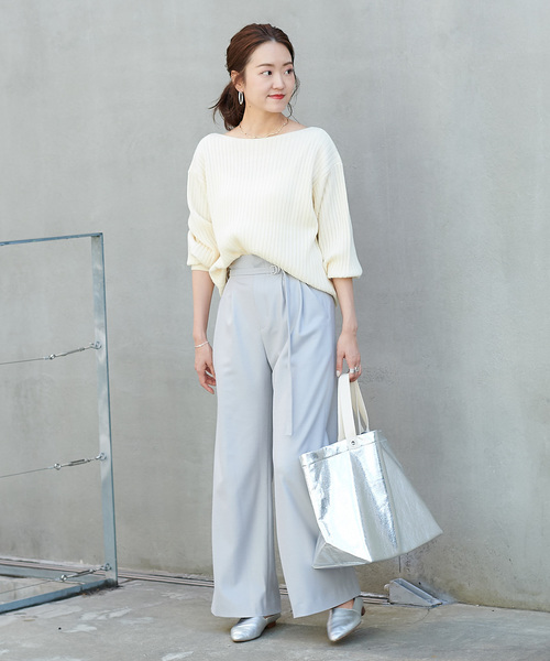 DouDou（ドゥドゥ）の「コスミカルウォームワイドパンツ（その他パンツ・レディース・ベージュ/キナリ/サックスブルー・36/38）」の20枚目の写真