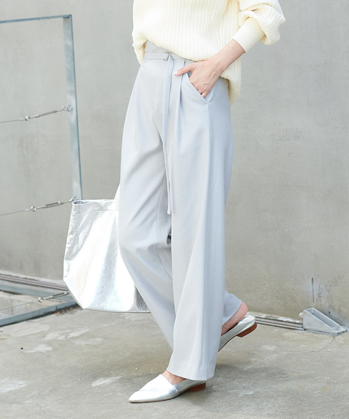 DouDou（ドゥドゥ）の「コスミカルウォームワイドパンツ（その他パンツ・レディース・ベージュ/キナリ/サックスブルー・36/38）」の12枚目の写真