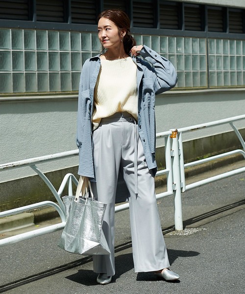 DouDou（ドゥドゥ）の「コスミカルウォームワイドパンツ（その他パンツ・レディース・ベージュ/キナリ/サックスブルー・36/38）」の21枚目の写真