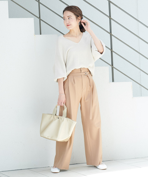 DouDou（ドゥドゥ）の「コスミカルウォームワイドパンツ（その他パンツ・レディース・ベージュ/キナリ/サックスブルー・36/38）」の13枚目の写真