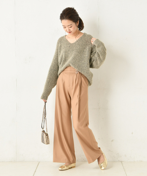 DouDou（ドゥドゥ）の「コスミカルウォームワイドパンツ（その他パンツ・レディース・ベージュ/キナリ/サックスブルー・36/38）」の14枚目の写真