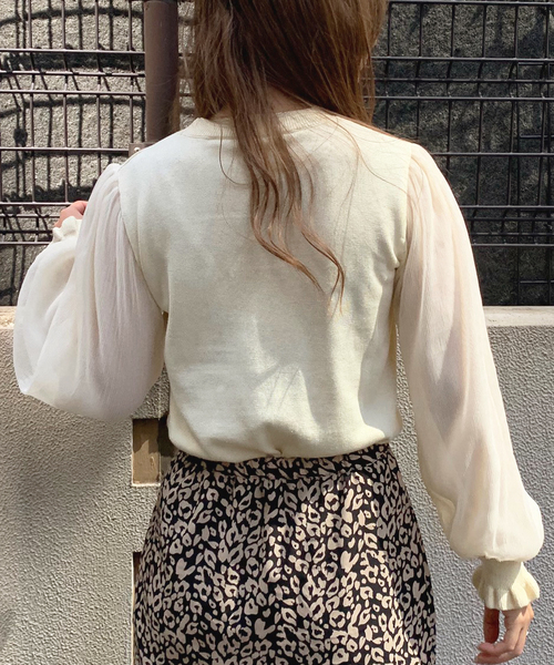 apres jour mignon(アプレジュールミニョン)の「袖チュールプリーツニット【ZOZOTOWN限定アイテム】(ニット/セーター・レディース・ブラック/アイボリー/ラベンダー・フリー)」の11枚目の写真