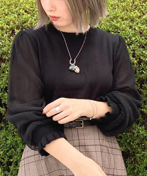 apres jour mignon(アプレジュールミニョン)の「袖チュールプリーツニット【ZOZOTOWN限定アイテム】(ニット/セーター・レディース・ブラック/アイボリー/ラベンダー・フリー)」の19枚目の写真