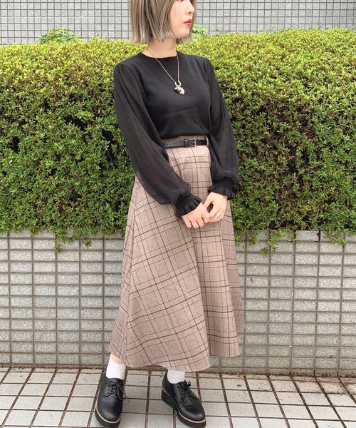 apres jour mignon(アプレジュールミニョン)の「袖チュールプリーツニット【ZOZOTOWN限定アイテム】(ニット/セーター・レディース・ブラック/アイボリー/ラベンダー・フリー)」の21枚目の写真