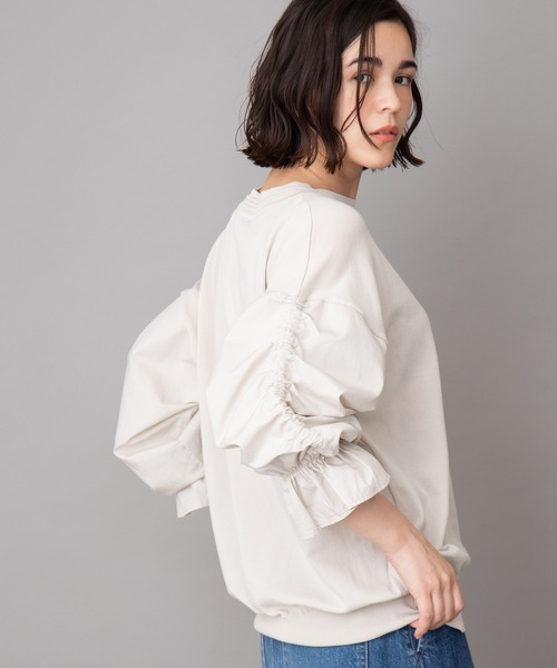 Munich（ミューニック）の「ストレッチニットシャーリングスリーブプルオーバー（ニット/セーター・レディース・ブラック/グレイッシュベージュ/ホワイト/ペールイエロー・FREE）」の4枚目の写真