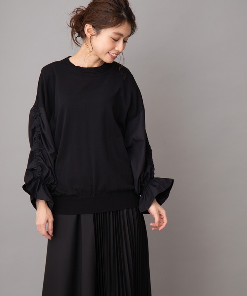 Munich（ミューニック）の「ストレッチニットシャーリングスリーブプルオーバー（ニット/セーター・レディース・ブラック/グレイッシュベージュ/ホワイト/ペールイエロー・FREE）」の3枚目の写真