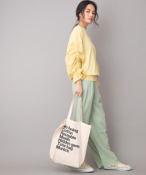 Munich（ミューニック）の「ストレッチニットシャーリングスリーブプルオーバー（ニット/セーター・レディース・ブラック/グレイッシュベージュ/ホワイト/ペールイエロー・FREE）」の5枚目の写真